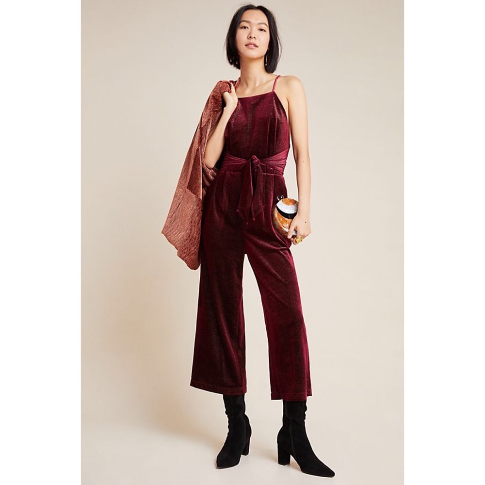 NWT ANTHROPOLOGIE GREYLIN ROUGE VELVET JUMSUIT - Picture 3 of 7